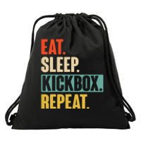 Eat Sleep Kickbox Repeat Retro Vintage Kickboxing Drawstring Bag