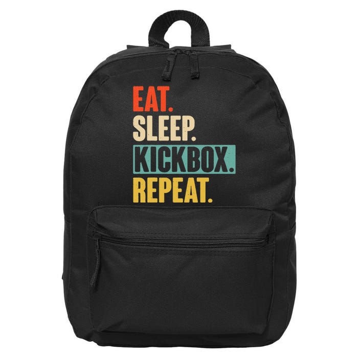 Eat Sleep Kickbox Repeat Retro Vintage Kickboxing 16 in Basic Backpack