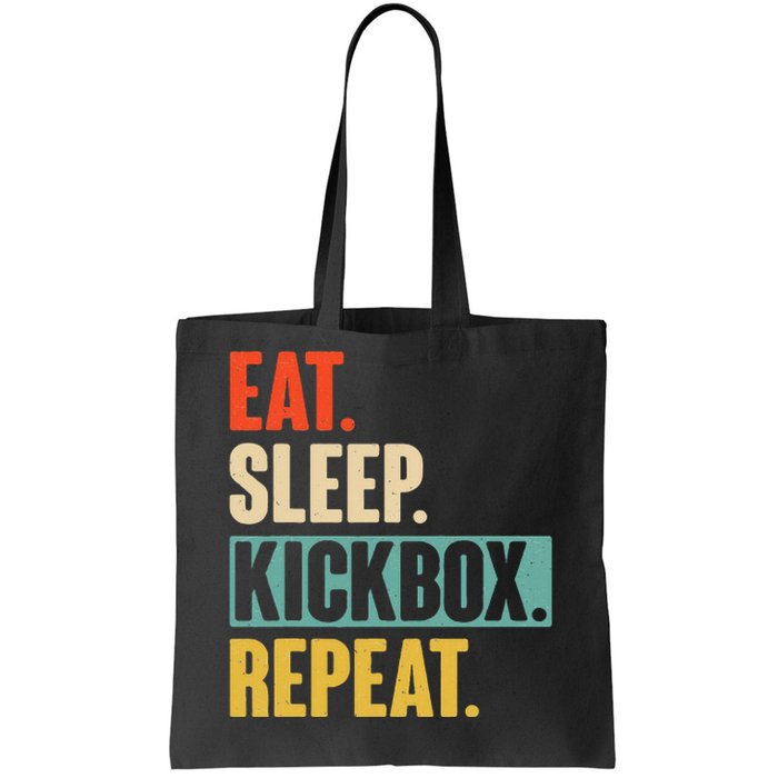 Eat Sleep Kickbox Repeat Retro Vintage Kickboxing Tote Bag