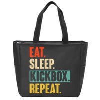 Eat Sleep Kickbox Repeat Retro Vintage Kickboxing Zip Tote Bag