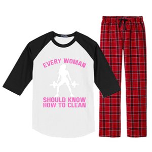 Every Should Know How To Clean Workout Gym Gift Raglan Sleeve Pajama Set