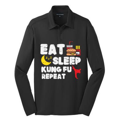 Eat Sleep Kung Fu Repeat Funny Wushu Martial Arts Lover Gift Great Gift Silk Touch Performance Long Sleeve Polo