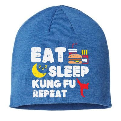 Eat Sleep Kung Fu Repeat Funny Wushu Martial Arts Lover Gift Great Gift Sustainable Beanie