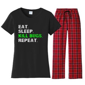 Eat Sleep Kill Bugs Repeat Funny Pest Control Exterminator Women's Flannel Pajama Set