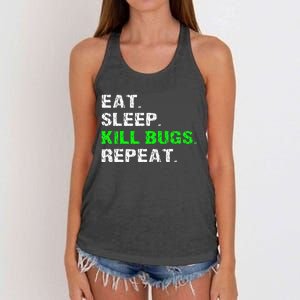 Eat Sleep Kill Bugs Repeat Funny Pest Control Exterminator Women's Knotted Racerback Tank