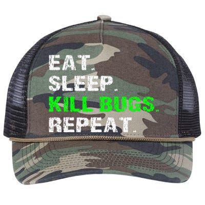 Eat Sleep Kill Bugs Repeat Funny Pest Control Exterminator Retro Rope Trucker Hat Cap