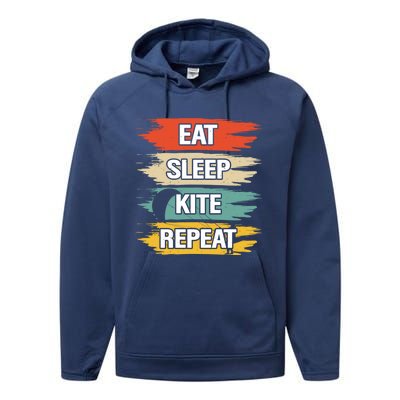 Eat Sleep Kite Repeat Gift Performance Fleece Hoodie