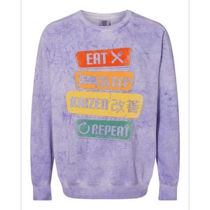 Eat Sleep Kaizen Repeat Funny Japanese Kaizen Colorblast Crewneck Sweatshirt