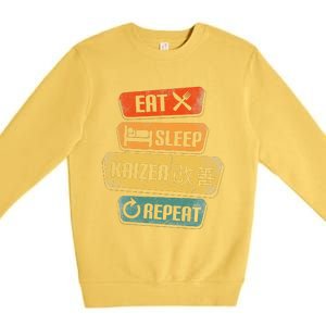 Eat Sleep Kaizen Repeat Funny Japanese Kaizen Premium Crewneck Sweatshirt