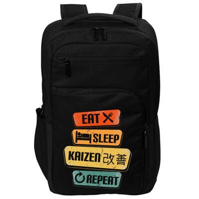 Eat Sleep Kaizen Repeat Funny Japanese Kaizen Impact Tech Backpack