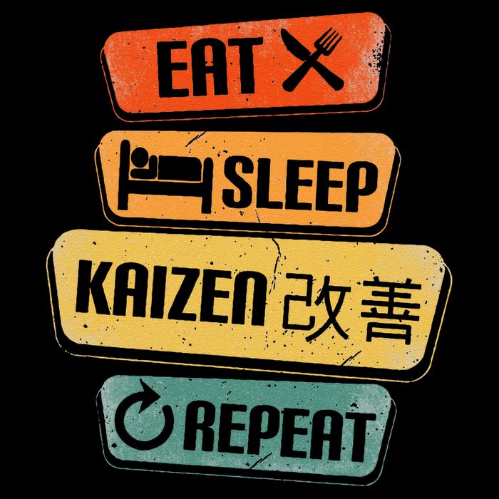 Eat Sleep Kaizen Repeat Funny Japanese Kaizen 7-Panel Snapback Hat