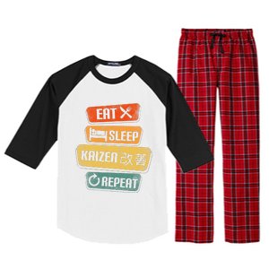 Eat Sleep Kaizen Repeat Funny Japanese Kaizen Raglan Sleeve Pajama Set