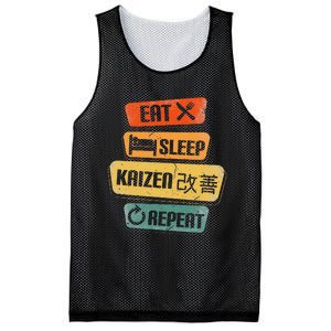 Eat Sleep Kaizen Repeat Funny Japanese Kaizen Mesh Reversible Basketball Jersey Tank