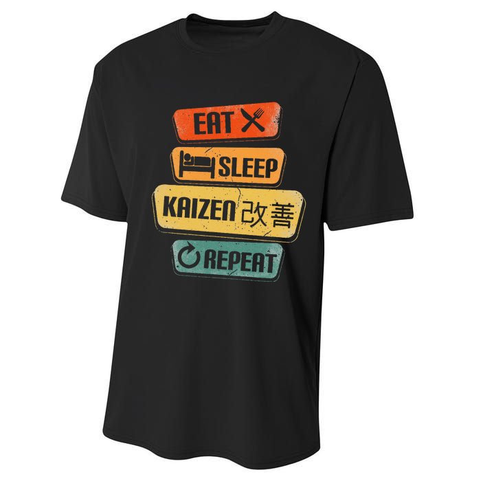 Eat Sleep Kaizen Repeat Funny Japanese Kaizen Performance Sprint T-Shirt