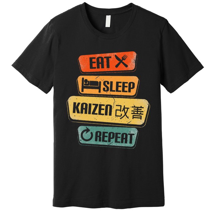 Eat Sleep Kaizen Repeat Funny Japanese Kaizen Premium T-Shirt