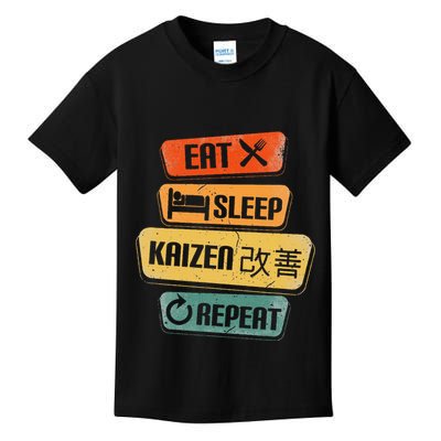 Eat Sleep Kaizen Repeat Funny Japanese Kaizen Kids T-Shirt