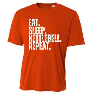 Eat Sleep Kettlebell Repeat Funny Workout Kettlebell Gym Gift Cooling Performance Crew T-Shirt