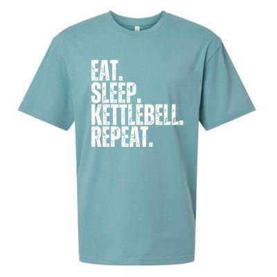 Eat Sleep Kettlebell Repeat Funny Workout Kettlebell Gym Gift Sueded Cloud Jersey T-Shirt