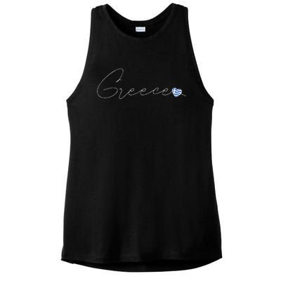 ElláDa Simple Love Greek Flag Heart On Greece Ladies PosiCharge Tri-Blend Wicking Tank