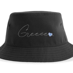 ElláDa Simple Love Greek Flag Heart On Greece Sustainable Bucket Hat