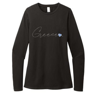 ElláDa Simple Love Greek Flag Heart On Greece Womens CVC Long Sleeve Shirt