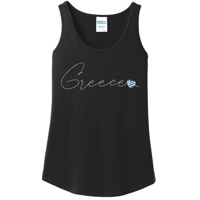 ElláDa Simple Love Greek Flag Heart On Greece Ladies Essential Tank