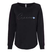 ElláDa Simple Love Greek Flag Heart On Greece Womens California Wash Sweatshirt