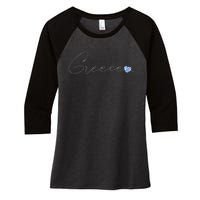 ElláDa Simple Love Greek Flag Heart On Greece Women's Tri-Blend 3/4-Sleeve Raglan Shirt