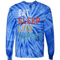 Eat Sleep Lyre Repeat Funny Player Gift Idea Vintage Retro Gift Tie-Dye Long Sleeve Shirt