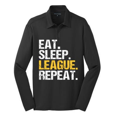 Eat Sleep League Repeat Sports Game Gaming Cute Gift Silk Touch Performance Long Sleeve Polo