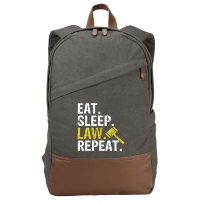 Eat Sleep Law Repeat School Lawyer Gift Cotton Canvas Backpack