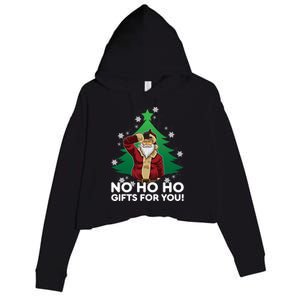 Evil Santa Loser Gesture No Ho Ho Funny Gift For You! Christmas Funny Gift Crop Fleece Hoodie