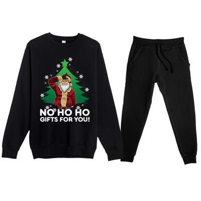 Evil Santa Loser Gesture No Ho Ho Funny Gift For You! Christmas Funny Gift Premium Crewneck Sweatsuit Set