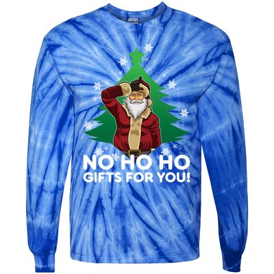 Evil Santa Loser Gesture No Ho Ho Funny Gift For You! Christmas Funny Gift Tie-Dye Long Sleeve Shirt