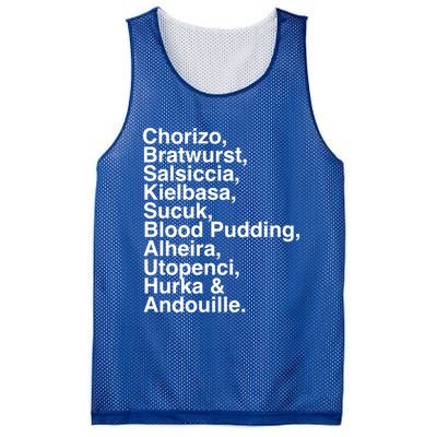 European Sausage Lovers: Chorizo Bratwurst Foodie Gift Funny Gift Mesh Reversible Basketball Jersey Tank