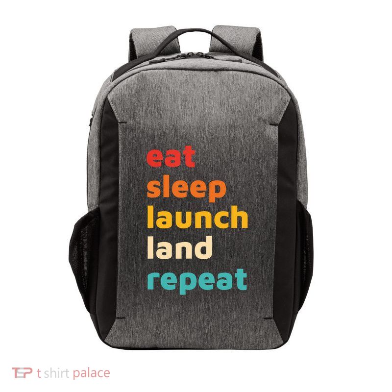 Eat Sleep Launch Land Repeat Design  Vector Backpack