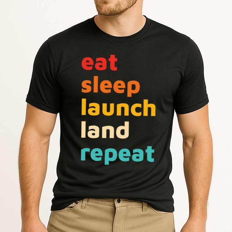 Eat Sleep Launch Land Repeat  Performance Shirt