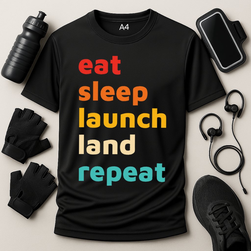 Eat Sleep Launch Land Repeat  Performance Shirt