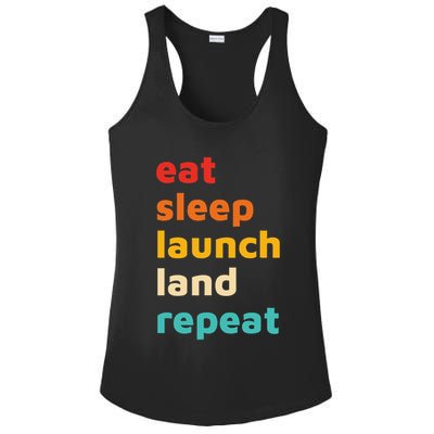 Eat Sleep Launch Land Repeat  Ladies PosiCharge Competitor Racerback Tank