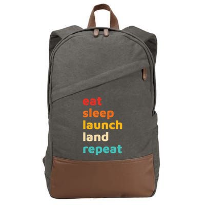 Eat Sleep Launch Land Repeat  Cotton Canvas Backpack