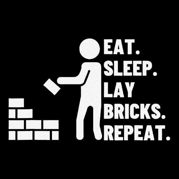 Eat Sleep Lay Bricks Repeat Proud Funny Bricklayer Full-Length Apron With Pockets