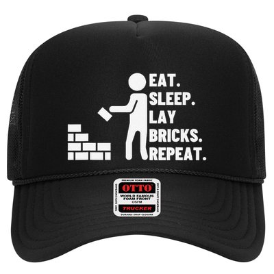 Eat Sleep Lay Bricks Repeat Proud Funny Bricklayer Trucker Hat