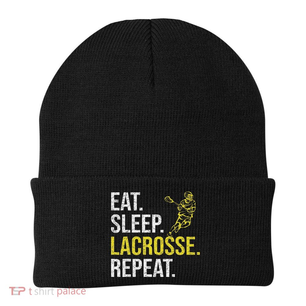 Eat Sleep Lacrosse Repeat Sports Team Gifts Fathers Day Beanie
