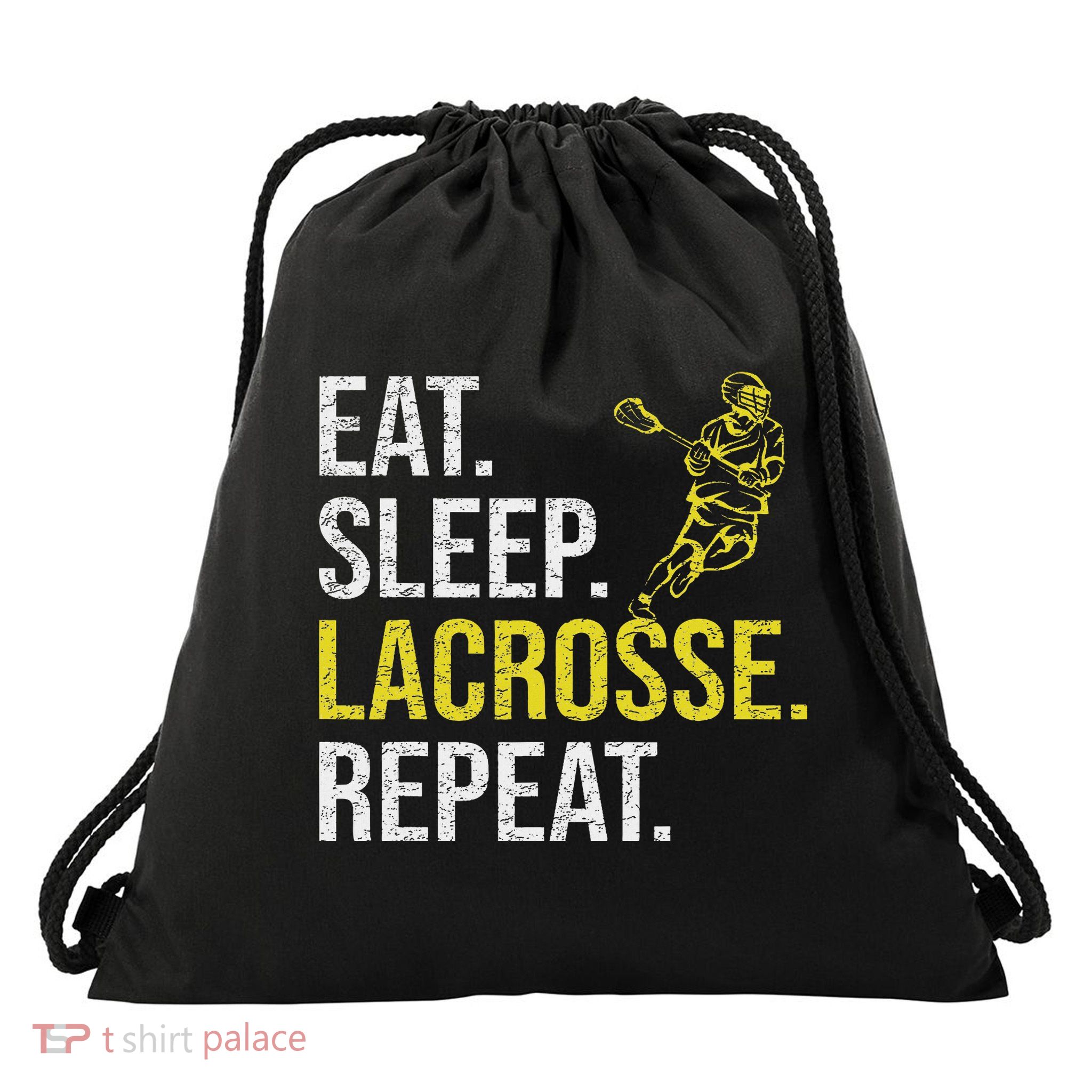 Eat Sleep Lacrosse Repeat Sports Team Gifts Fathers Day Drawstring Bag