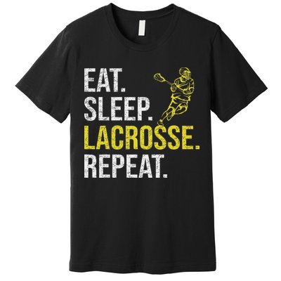 Eat Sleep Lacrosse Repeat Sports Team Gifts Fathers Day Premium T-Shirt