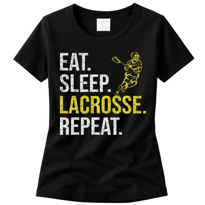 Eat Sleep Lacrosse Repeat Sports Team Gifts Fathers Day Womens T-Shirt