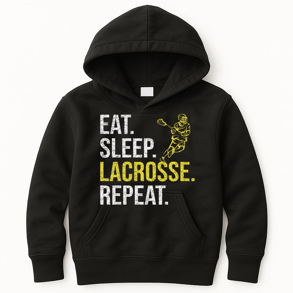 Eat Sleep Lacrosse Repeat Sports Team Gifts Fathers Day Kids Hoodie