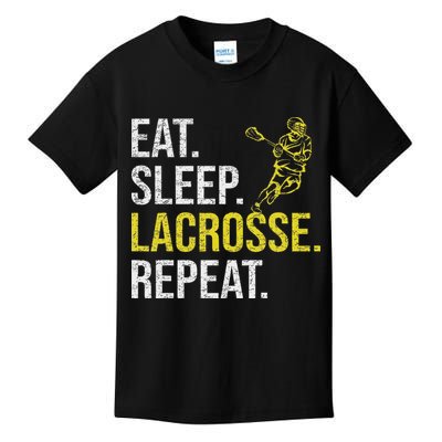 Eat Sleep Lacrosse Repeat Sports Team Gifts Fathers Day Kids T-Shirt