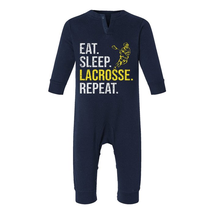 Eat Sleep Lacrosse Repeat Sports Team Gifts Men Fathers Day Infant Fleece One Piece