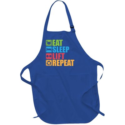 Eat Sleep Lift Repeat Meaningful Gift Gym Motivational Cute Gift Full-Length Apron With Pockets